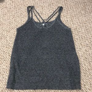 American Eagle Grey Chest Cross sweater tank